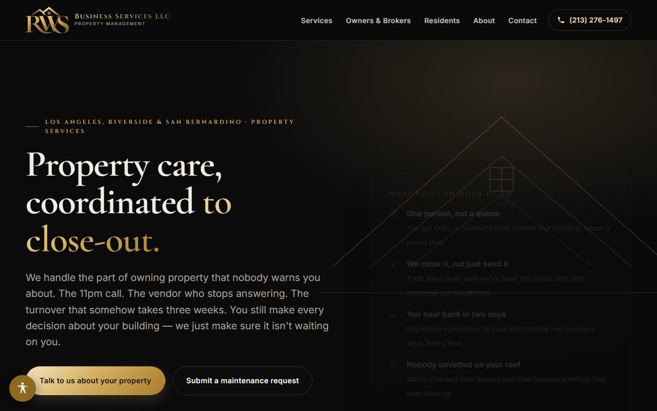 RWS Business Services — live site
